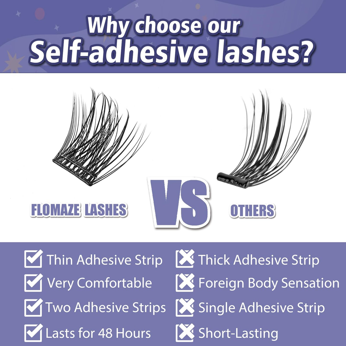 FLOMAZE Self Adhesive Eyelashes, 156 PCS Self Adhesive Eyelash Clusters, No Glue Needed, Dual-row Glue Strips 8-16mm Mixed Individual Lash Extension Super Sticky Reusable False Lashes