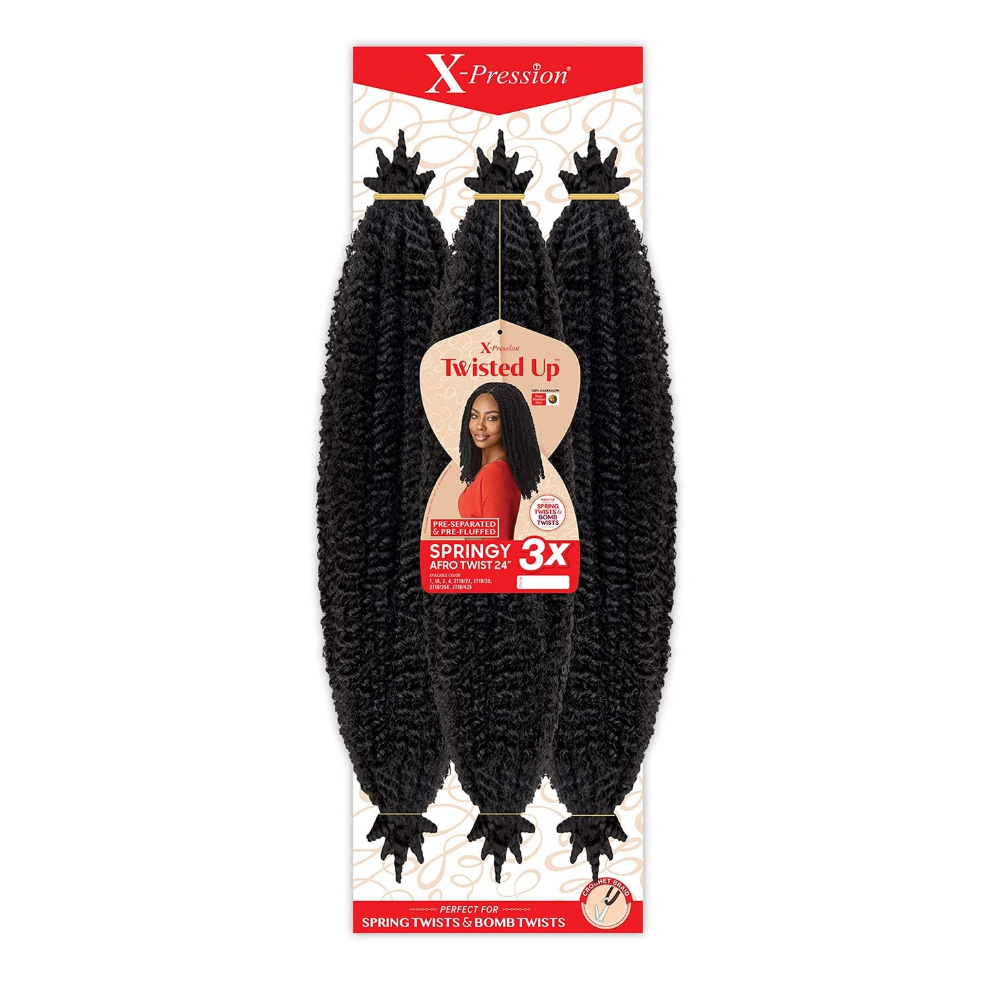 Outre Crochet Braids X-Pression Twisted Up 3X Springy Afro Twist 24" (3-pack, 1)