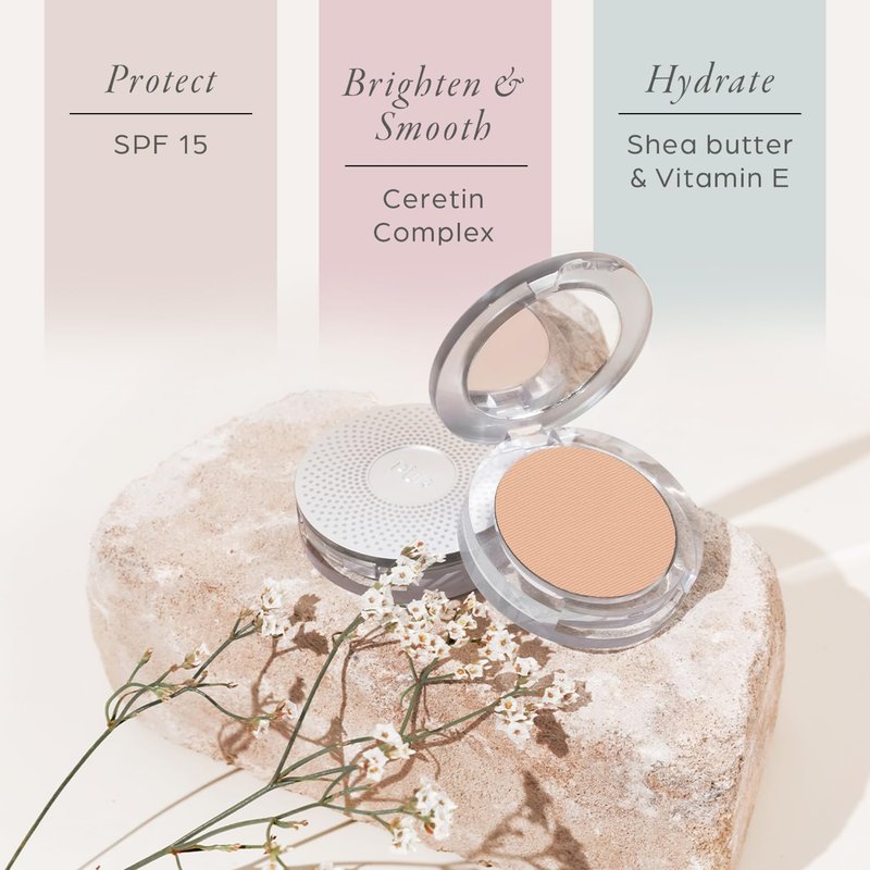 PÜR MINERALS 4-in-1 Pressed Mineral Makeup Powder Foundation with SPF 15 - Buildable Medium to Full Coverage Compact
