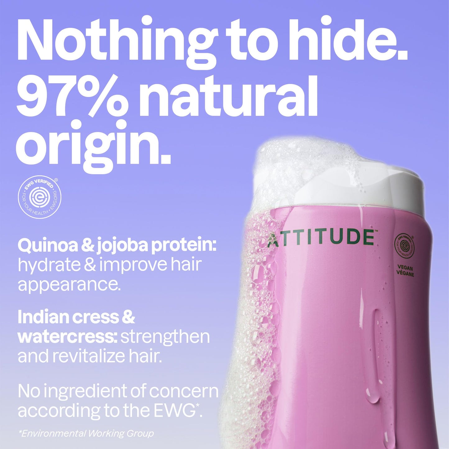 ATTITUDE Moisture Rich Hair Shampoo, EWG Verified, For Dry and Damaged Hair, Naturally Derived Ingredients, Vegan and Plant Based, Quinoa and Jojoba, 16 Fl Oz (Pack of 6)