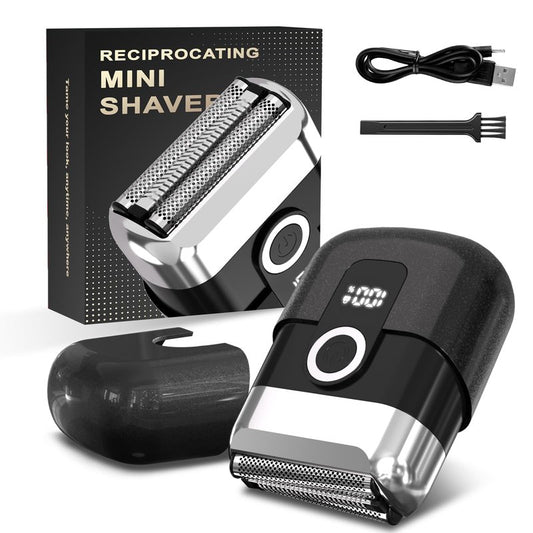HENZILO Electric Foil Shaver for Men: Mini Electric Razor for Face/Beard - 3 Floating Blades Cordless Razor with LED Display - IPX7 Waterproof Wet Dry Shaving for Travel & Home, USB Type C