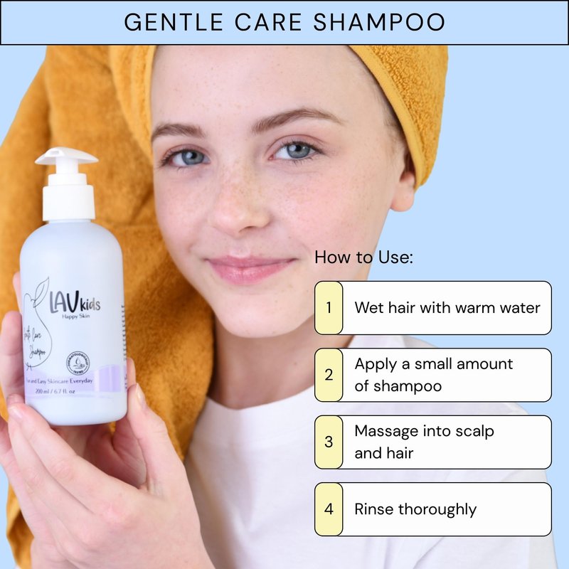 LAV KIDS Natural Hair Care Set, Shampoo and Conditioner Bundle with Scalp Massager, Mesh Storage Bag
