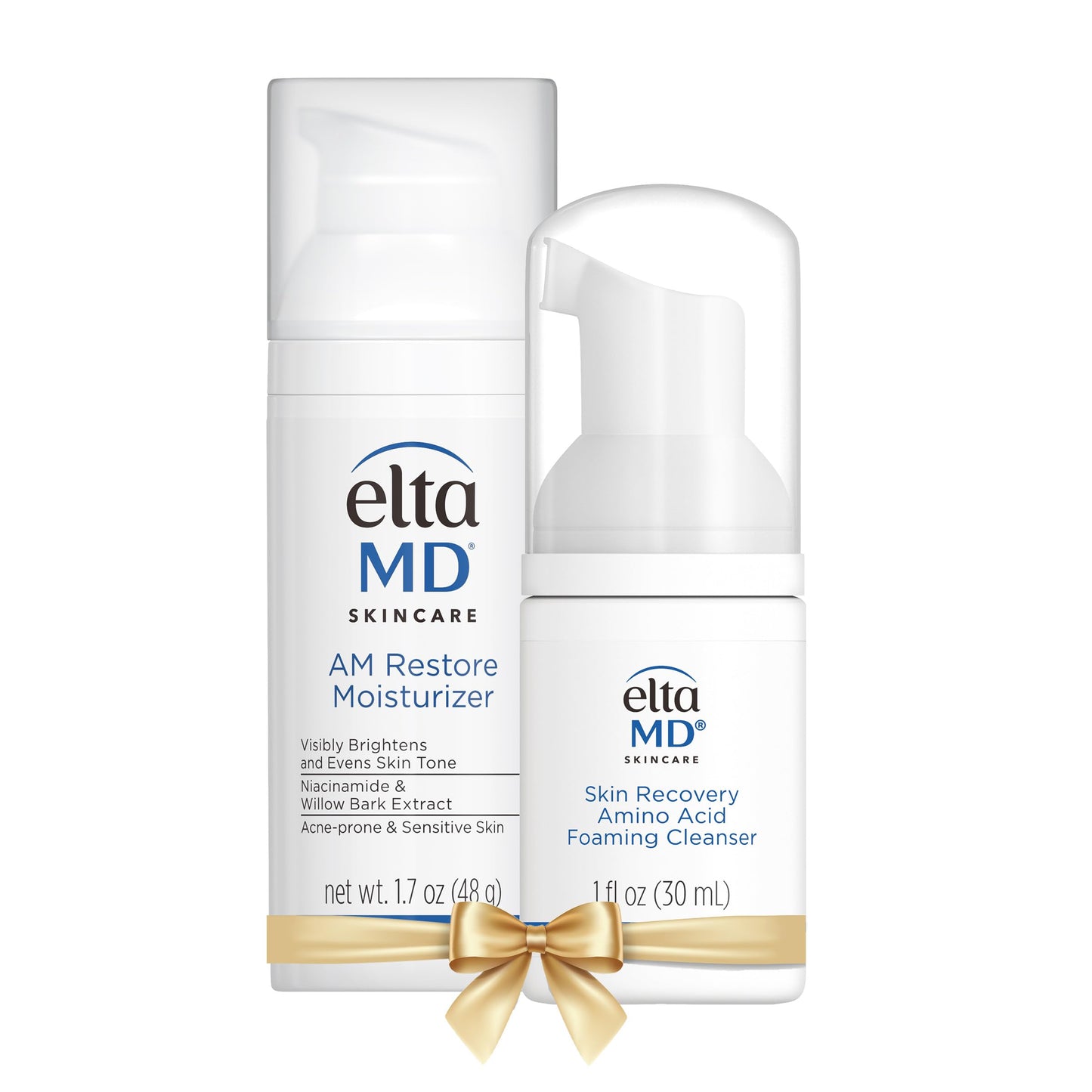 EltaMD AM Restore Face Moisturizer and Skin Recovery Amino Acid Foaming Facial Cleanser Set, For Acne-Prone and Sensitive Skin, 1.7 Fl Oz Moisturizer and 1 Fl Oz Face Cleanser