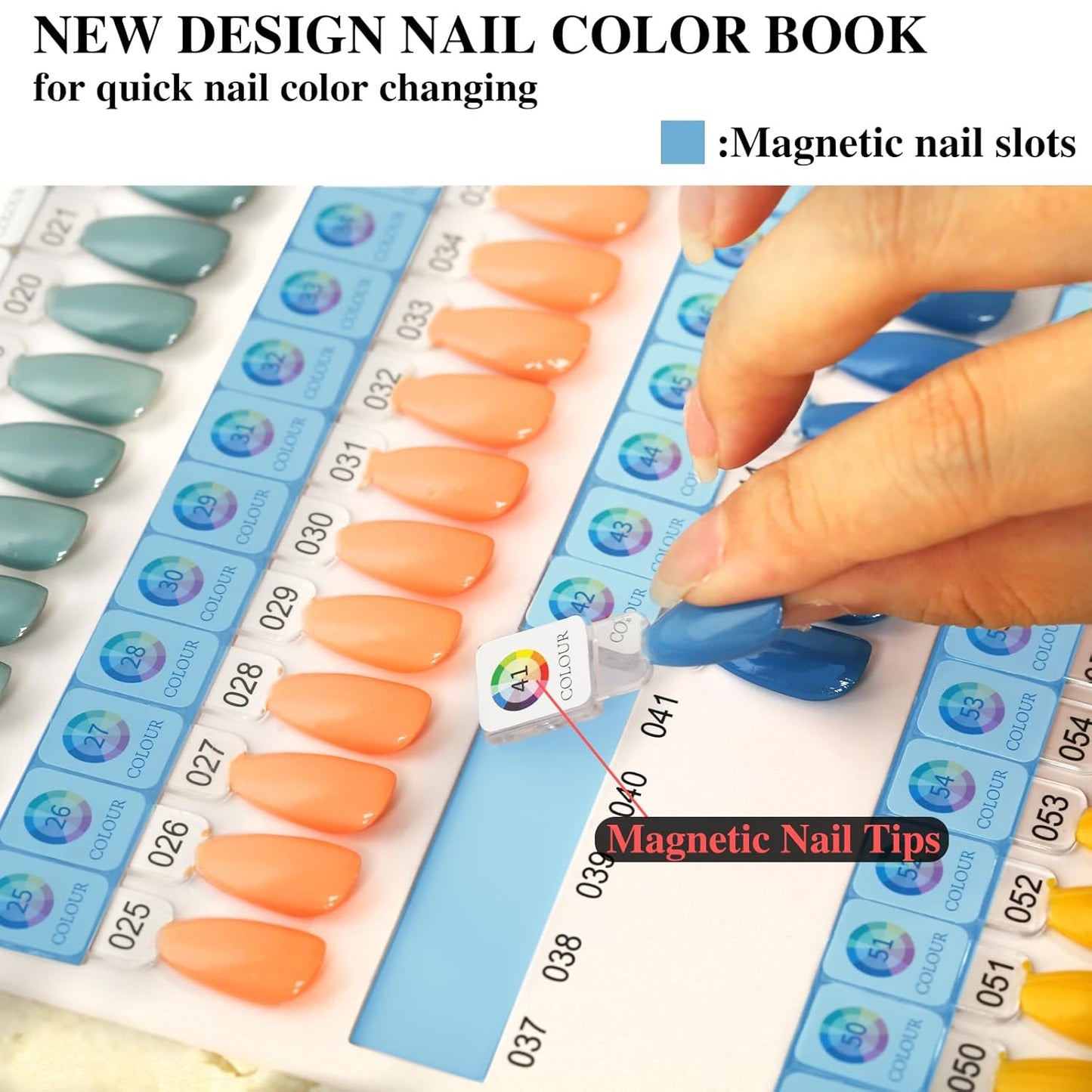 Magnetic Nail Swatch Book - 120 Magnetic Tips & Number Labels | Leather Color Display Book (Pink)