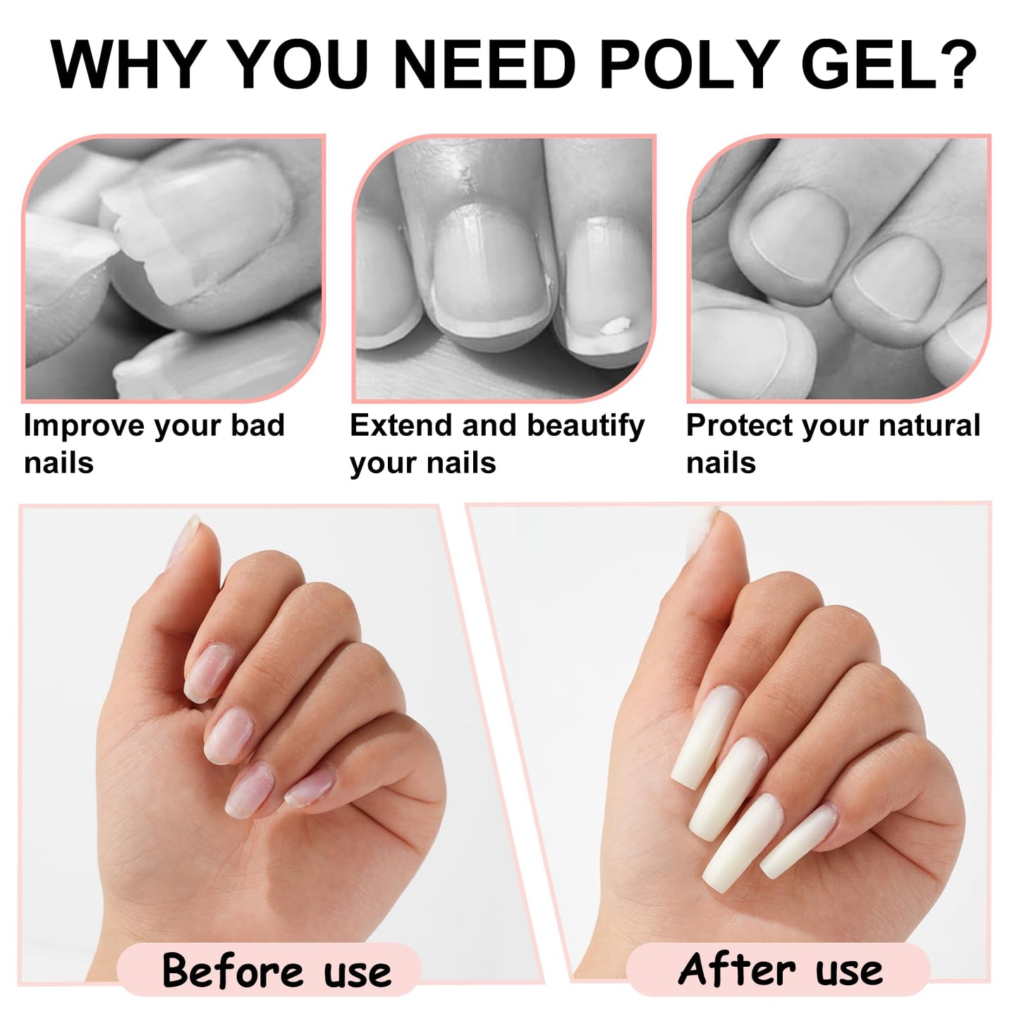 eodci Poly 60g Gel Builder for Nails, Glitter Champagne, Nail Extension Strengthener Color Gel Multifunctional Long-Lasting and Easy to Use for DIY Salon Quality