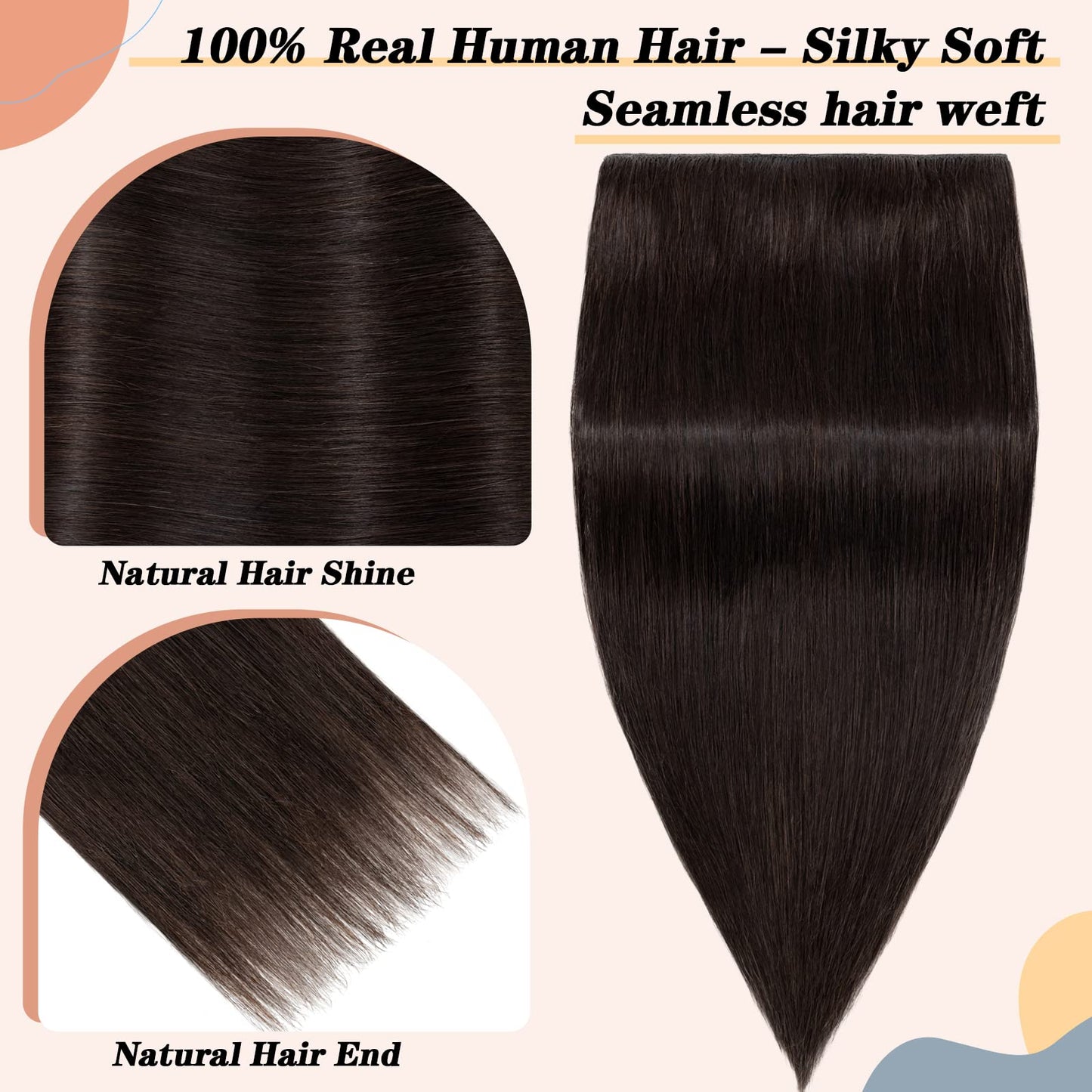 One Piece Clip in Hair Extensions Real Human Hair,S-noilite Clip in Hair Pieces for Women,One Piece 5 Clips 3/4 Full Head Thicker Hair Weft Straight 10"/65g #06 Light Brown