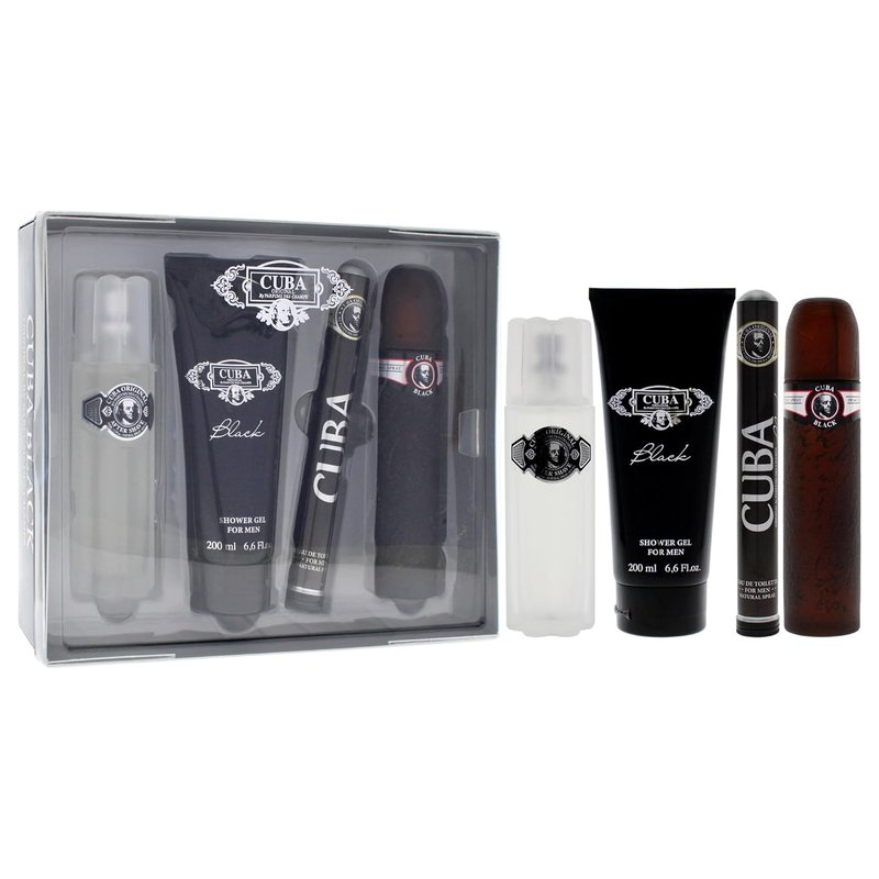 Cuba Cuba Black Men’s Gift Set - 3.3oz EDT Spray, 1.7oz EDT Spray, After Shave & Shower Gel