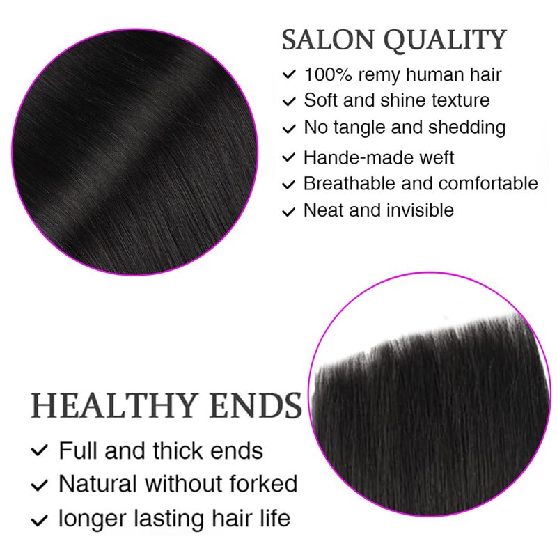ORIGEN Clip in Hair Extensions Real Human Hair Clips ins Remy Hair Extensions for Women Full Head Natural Black 80g 16 Clips 7 Pcs 14 Inches