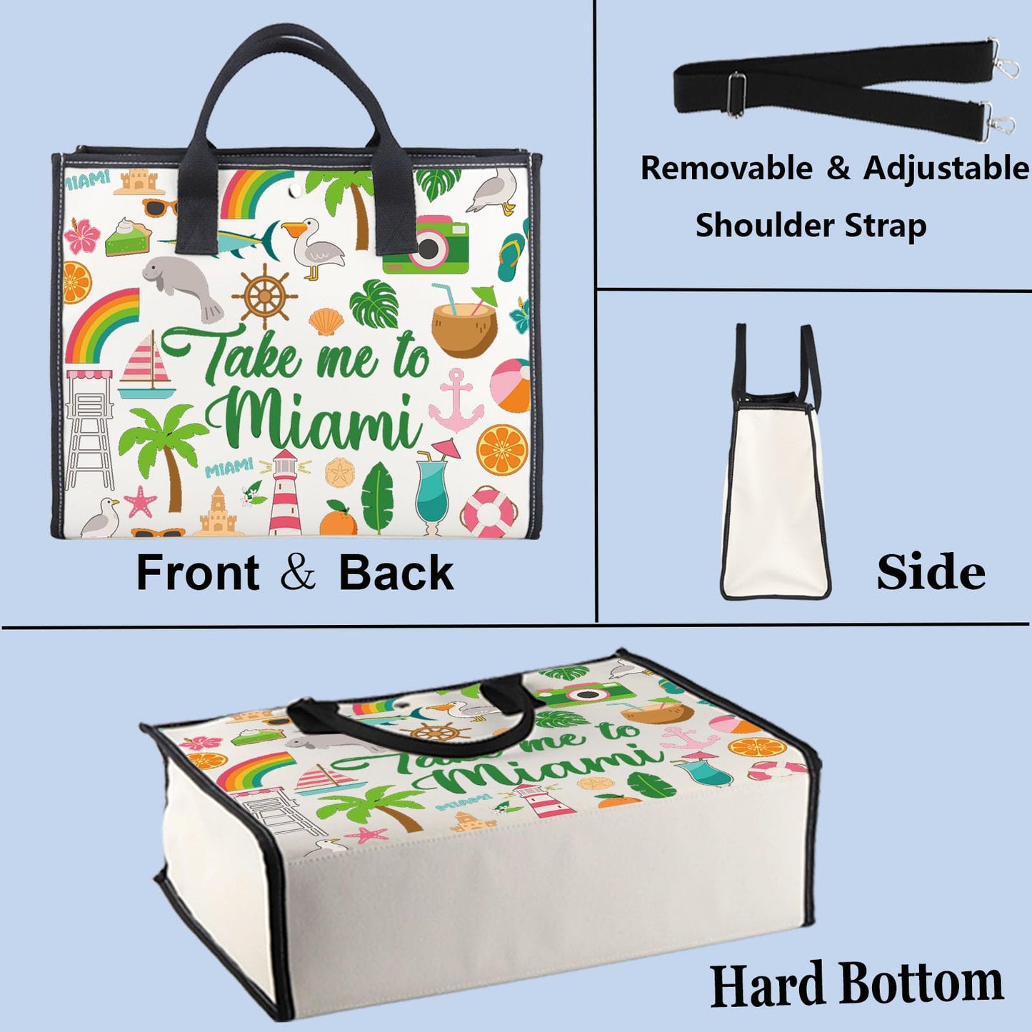 WZMPA Miami Florida Travel Cosmetic Bag Miami Souvenir Gifts Take Me To Miam Zipper Pouch Bag Miami City Trip Gift (To Miami-TB)