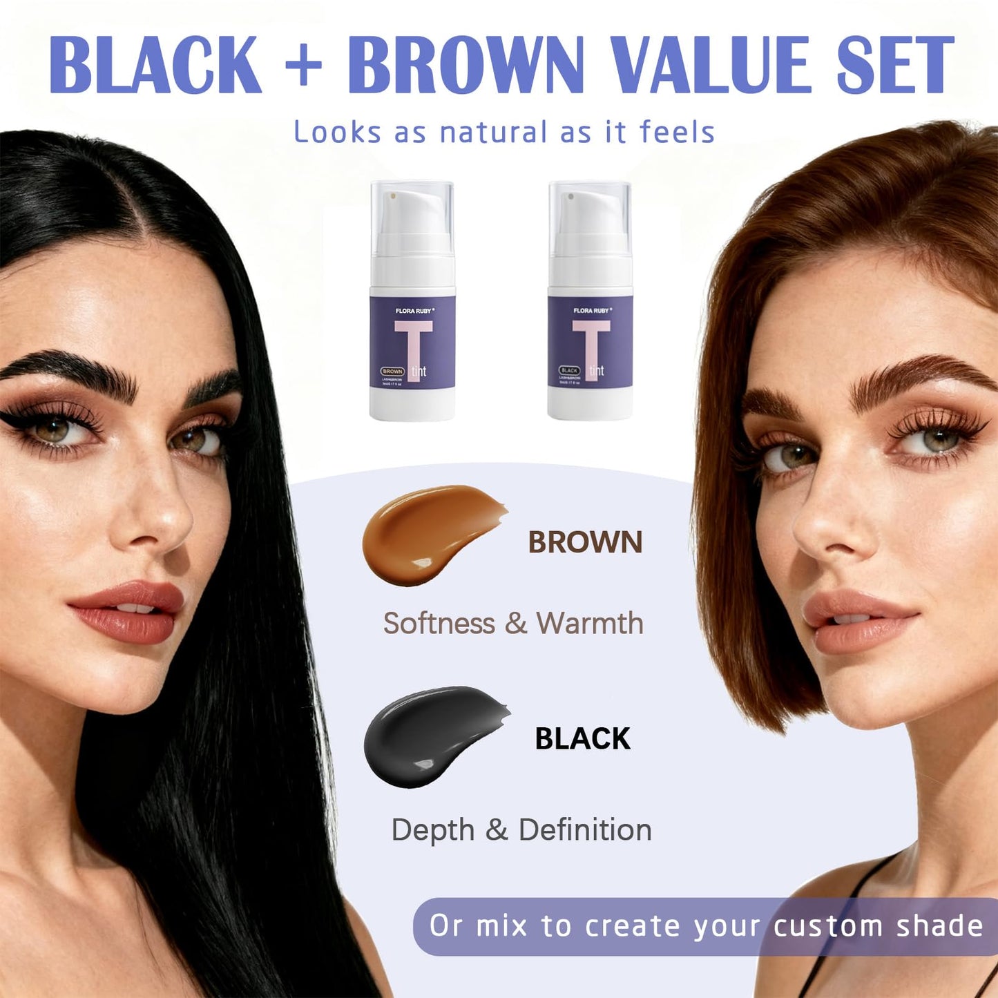 Lash Color Kit, Professional Black and Brown DIY Eyelash & Eyebrow Color Kit, Flawless Eyebrow Color Lasting for 4 Weeks with Natural Ingredients, Safe & Easy to Use with Mixing Brush & Mixing spoon