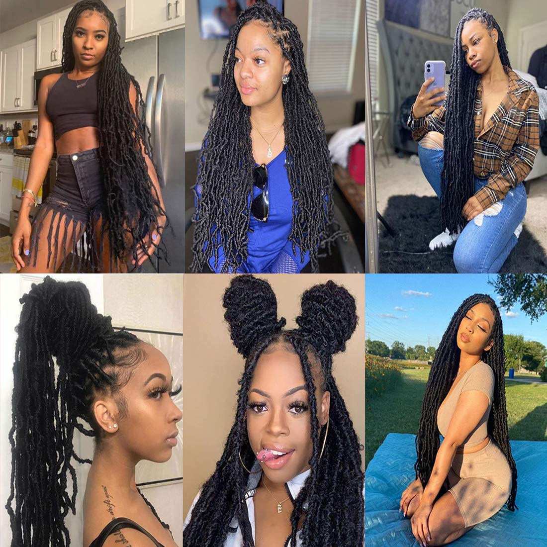 Soft Locs Crochet Hair - 36 Inch Super Long Goddess Faux Locs | 6 Packs Curly Wave Braid #1B