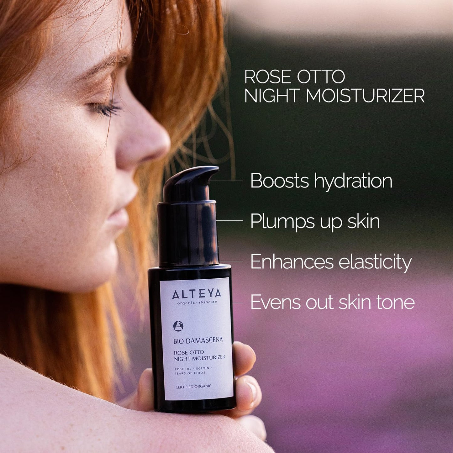 Alteya Organics Night Moisturizer Certified Organic Skin Care 1.7 Fl Oz/50 mL Bio Damascena Award-Winning Face Cream With Organic Bulgarian Rose Oil Hydrating, Toning and Rejuvenating