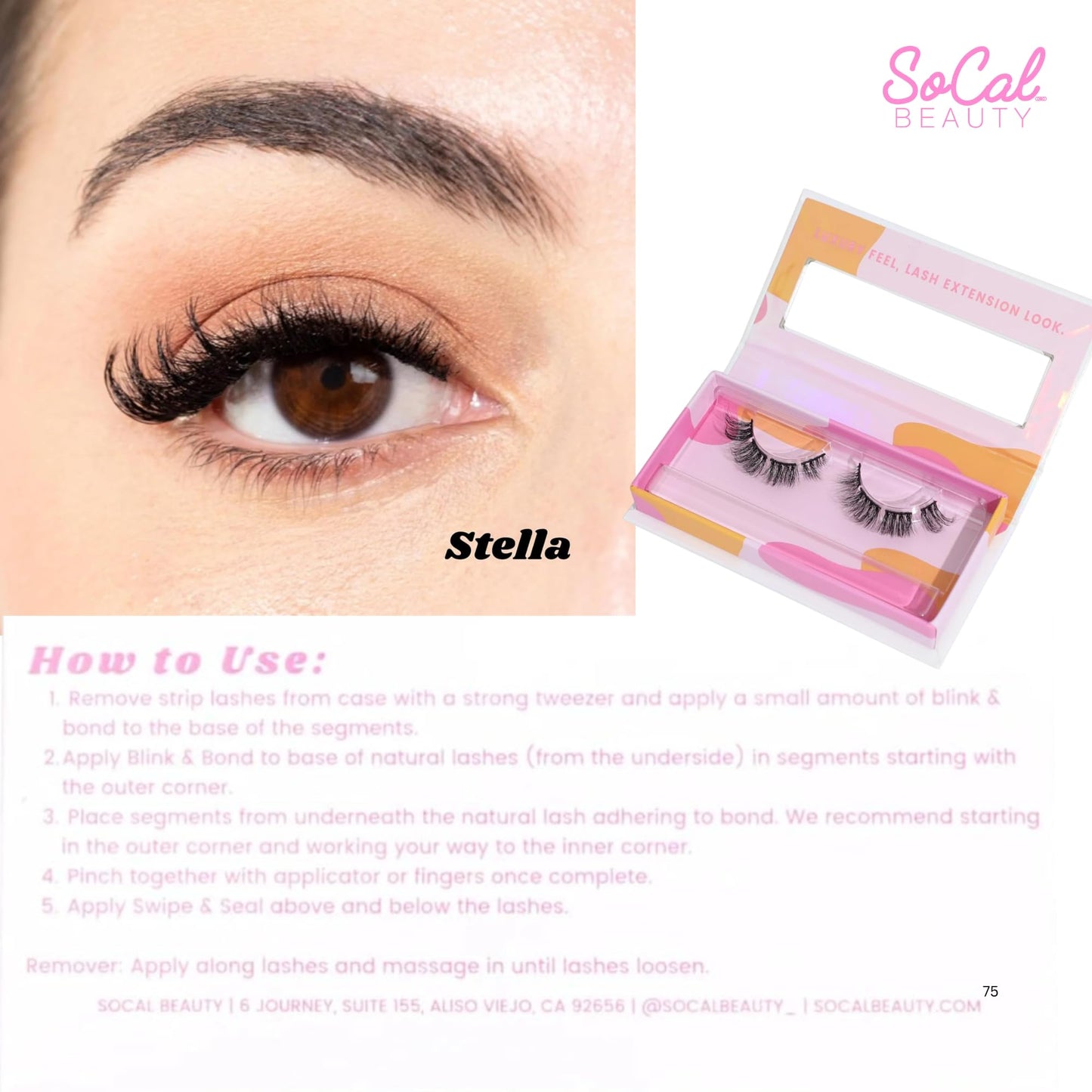Mega Texture Lash Extension Look DIY Lashes by SoCal Beauty - Salon-Quality Faux Mink Lashes - Easy to Apply, Reusable, Lightweight & Cruelty-Free