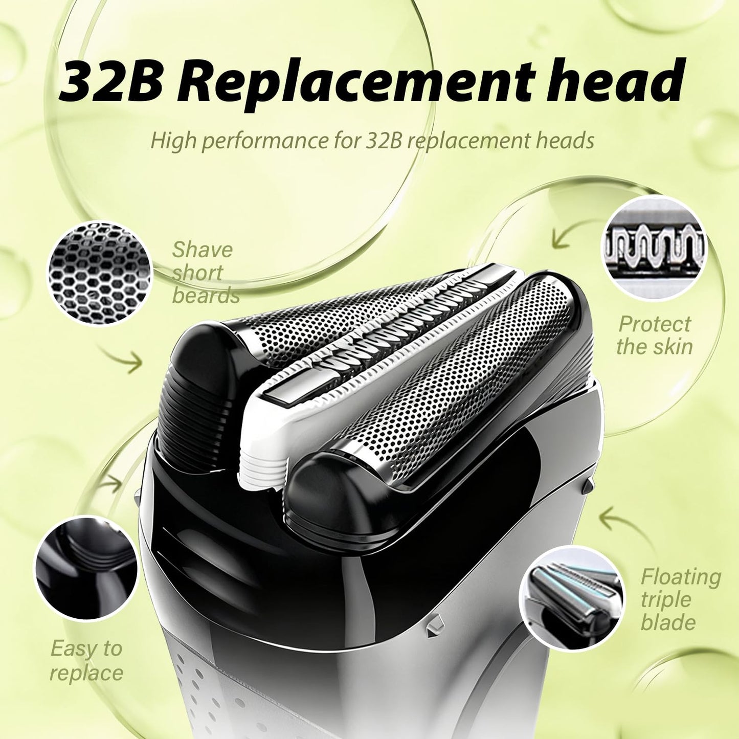 32B Series 3 Electric Shaver Replacement Head Compatible with S3 Foil & Cutter Razor Heads, Applicable for S3 3040s 3010s 310s 3000s 3050cc 3080s 390cc.New and old packaging
