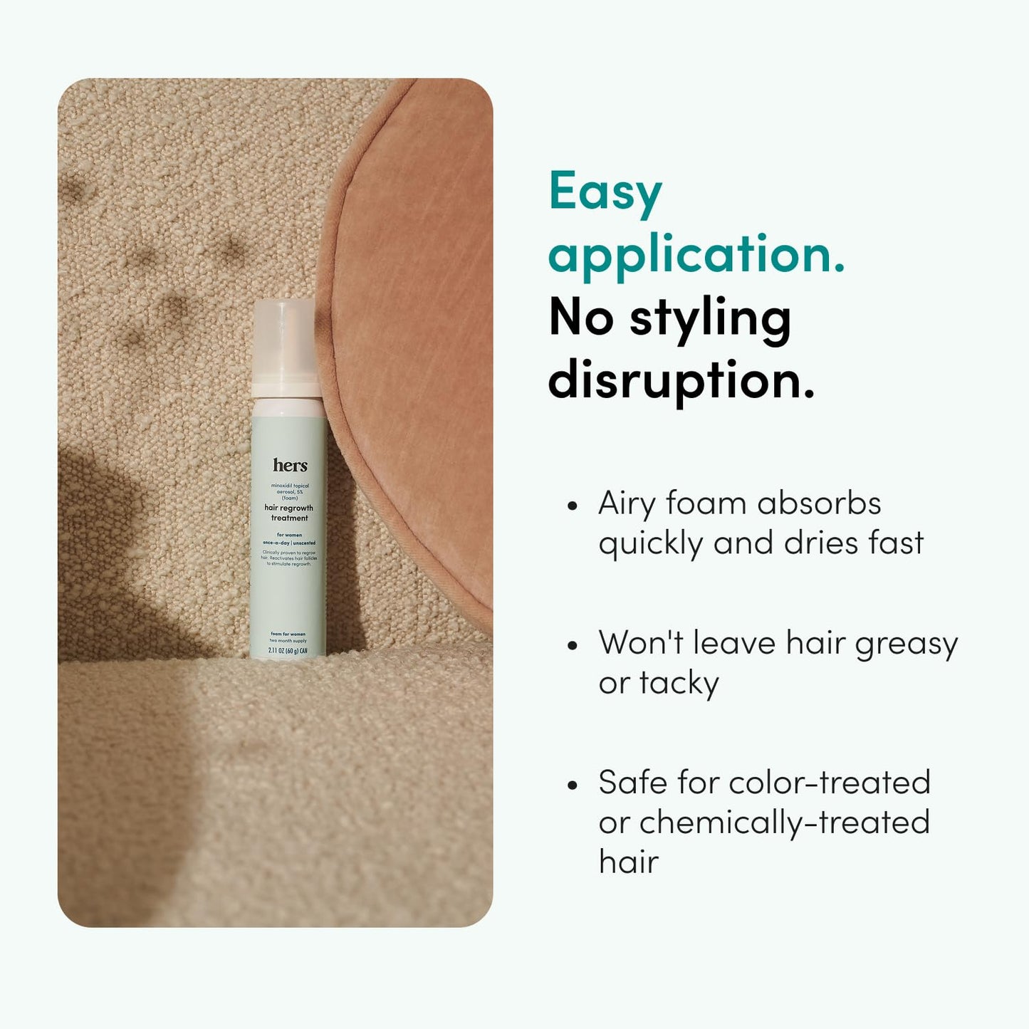 hers Minoxidil Solution - Hair Growth Treatment for Women - Clinically Proven to Reduce Hair Loss in 3-6 Months - Unscented