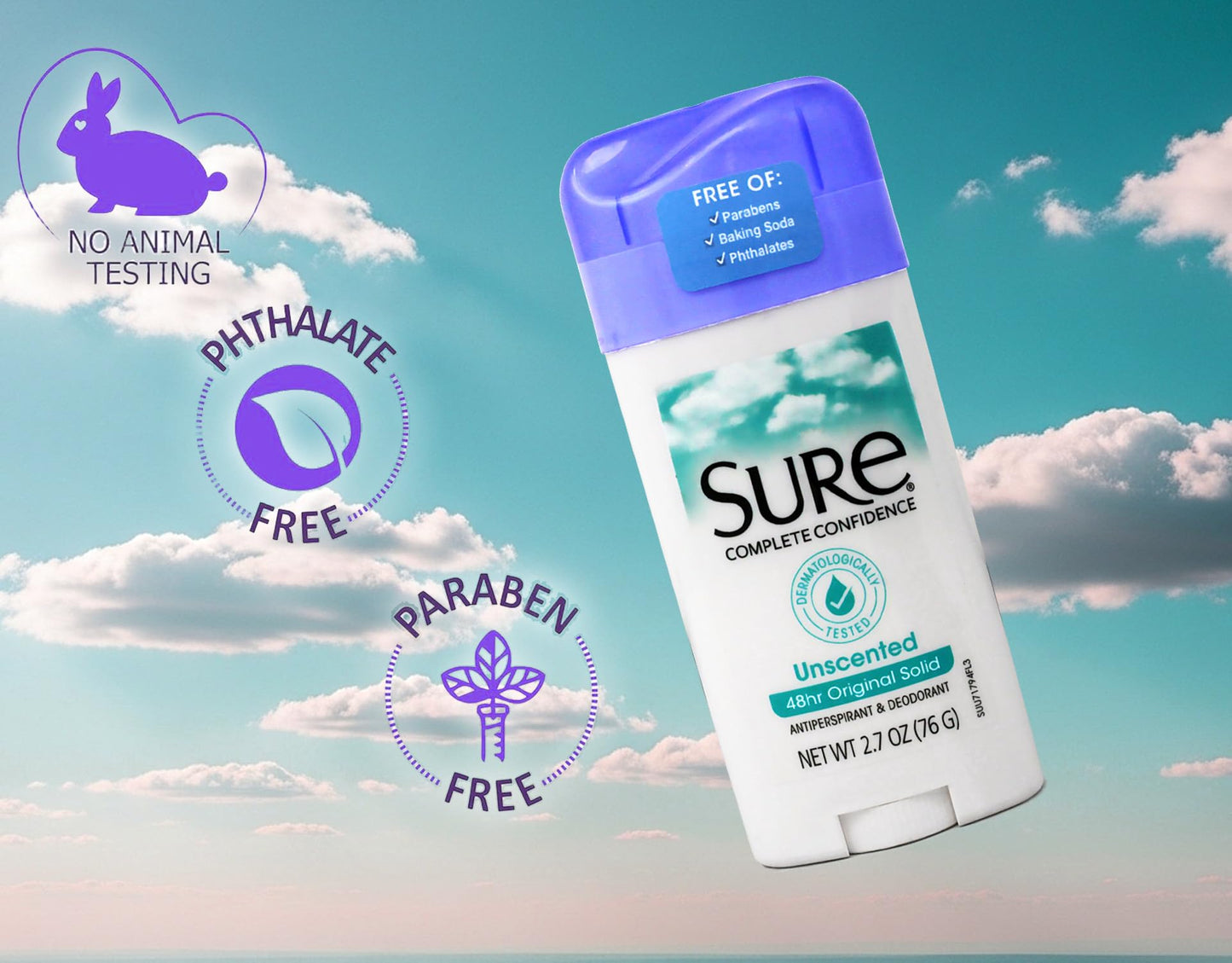 Sure Original Solid Unscented, Anti-Perspirant Deodorant 2.70 oz (Pack Of 1)