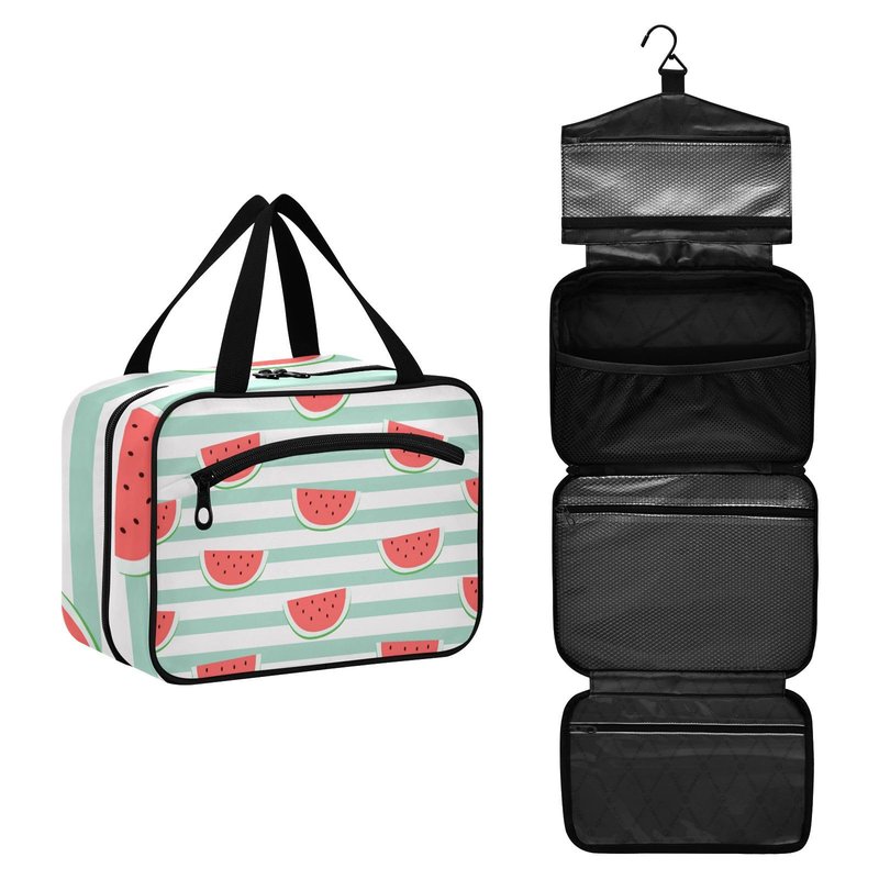 senya Toiletry Bag Travel Bag with Hanging Hook Cute Red Watermelon Slice Makeup Cosmetic Bag Travel Organizer Water-resistant for Toiletries Accessories Shampoo Full Sized Container,L