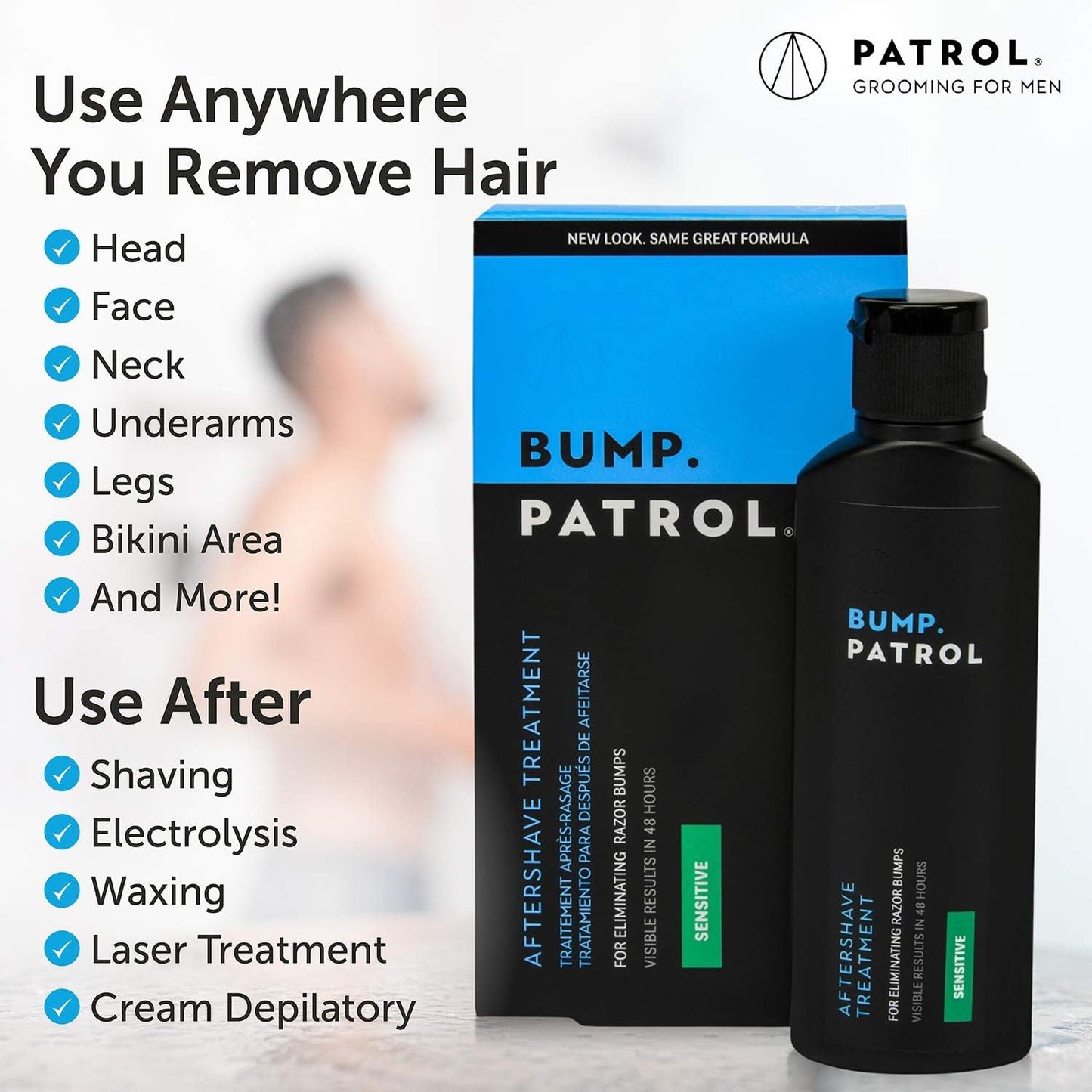 Bump Patrol Sensitive Strength Aftershave Treatment Serum – Razor Bump Stopper and Ingrown Hair Treatment for Men and Women, Alcohol Free Ingrown Hair Serum for Sensitive Skin 2 oz (Pack of 2)