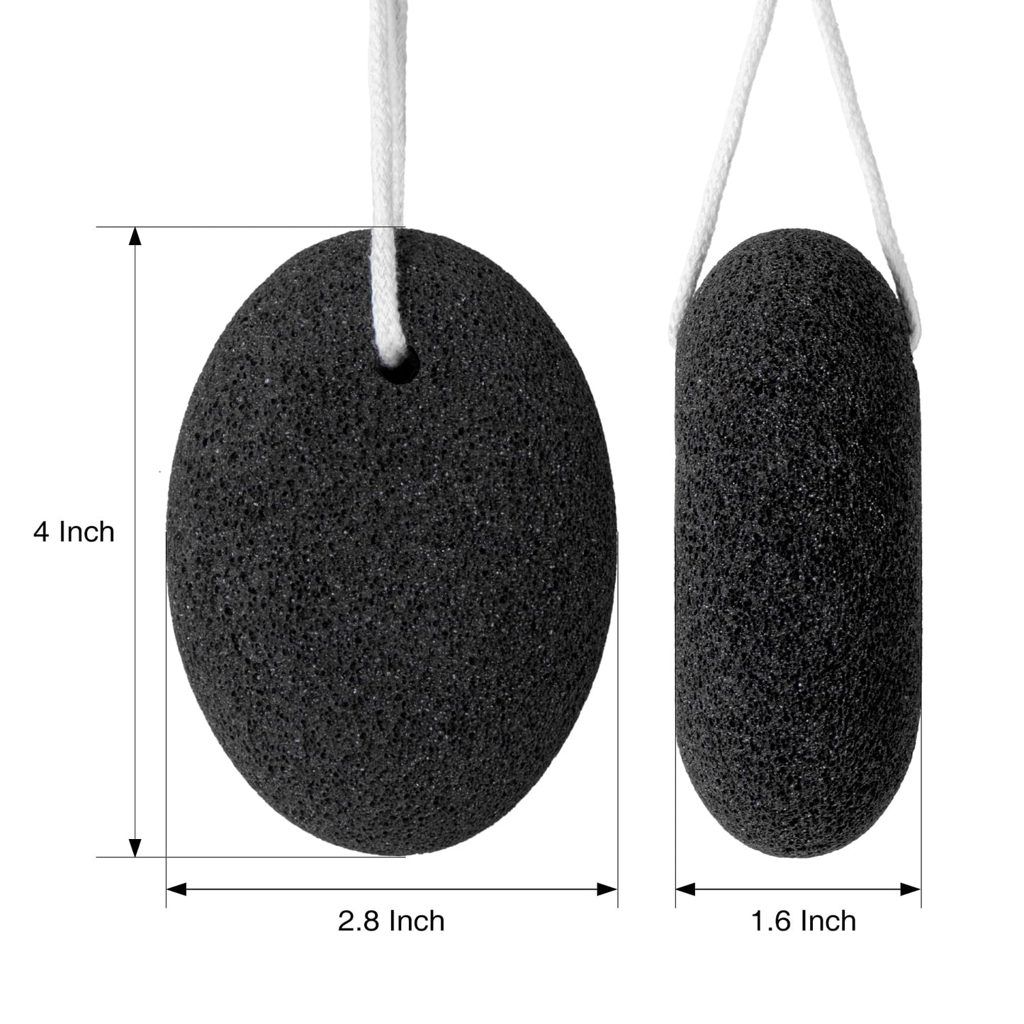 Natural Pumice Stone Set - 3-Pack Oval-Shaped Volcanic Lava Foot Scrubber Files for Callus, Corn, Cracked Heel, and Dead Skin Exfoliation, 4 x 2.8 x 1.6 Inches