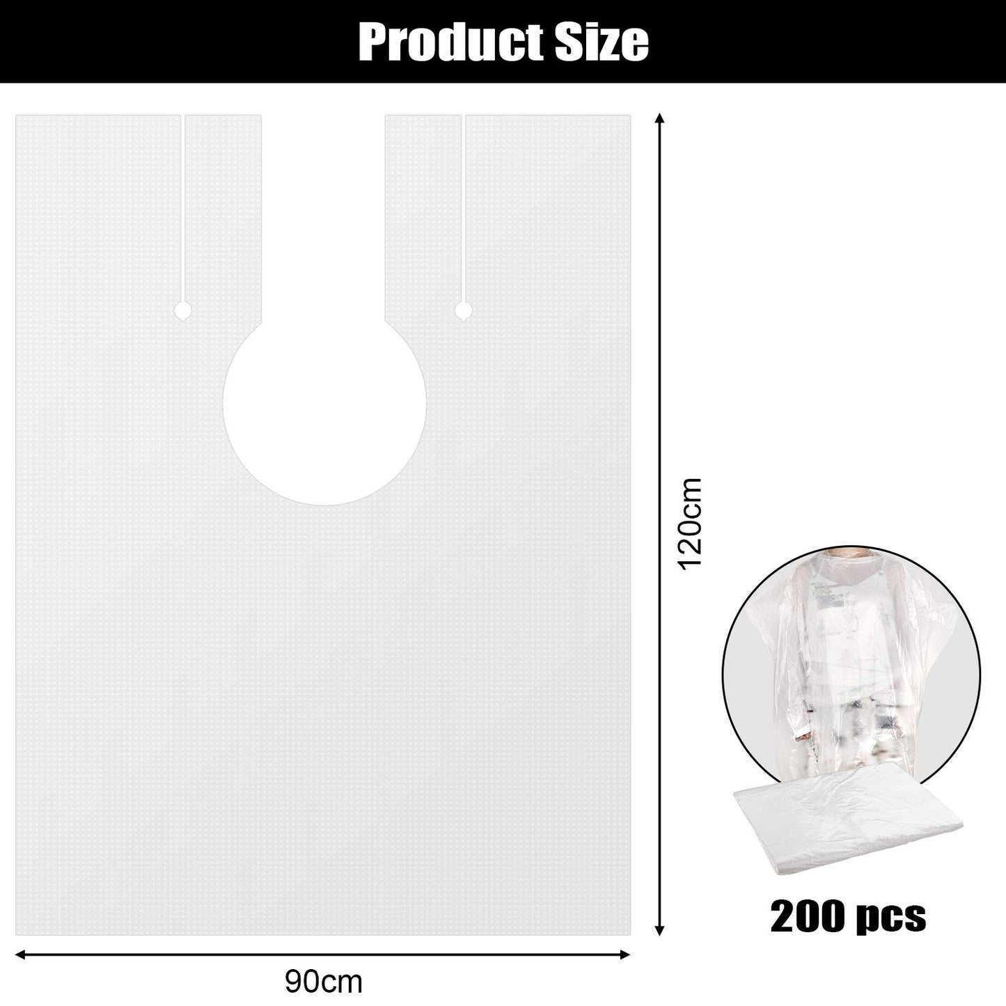 SATINIOR 200 Pcs Disposable Hair Salon Capes Bulk 35.43 x 47.24 Inch Transparent Waterproof Barber Hair Color Dye Cape Hairdresser Shampoo Apron Household Salon Cloak