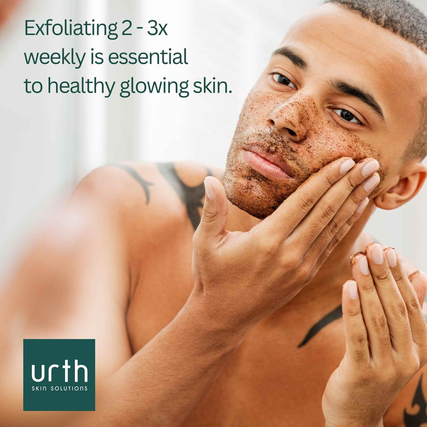 Urth Men's Exfoliating Face Scrub with Green Tea & Rice (4 oz), Deep Cleansing, Minimizes Blackheads, Smooths Skin, Daily Facial Scrub for Sensitive Skin, Exfoliator for Men, Revitalizes & Refresh
