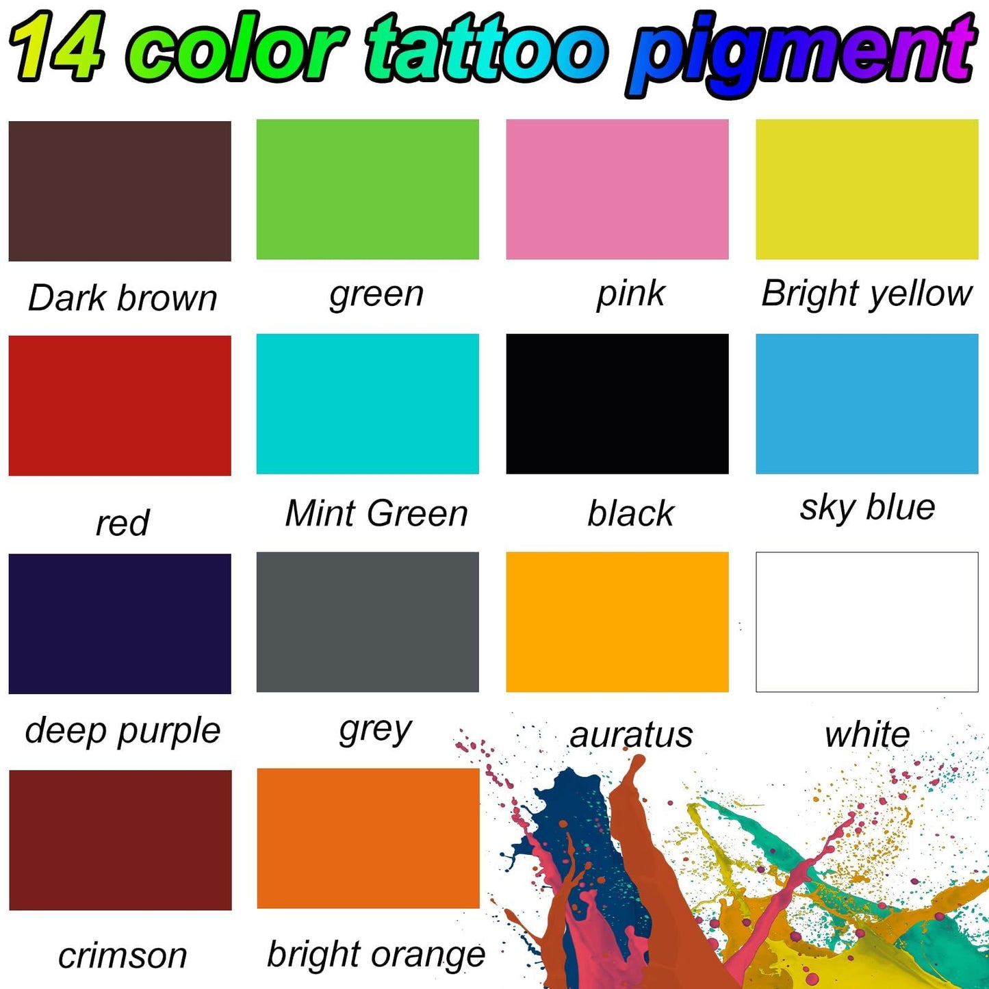 AYCOS Tattoo Ink - 14 Colors Tattoo Ink Set - Micro Knife Paint Tattoo Ink -Tattoo Supplies - for Professional Body Tattooing and Art Painting（30 ml/Bottle）