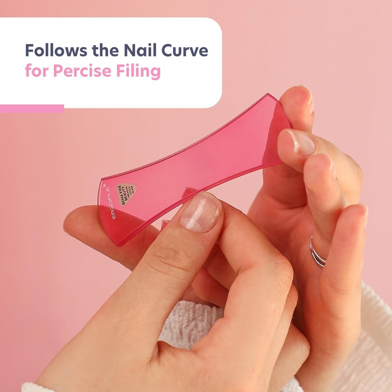 Glass Nail File Set by Bona Fide Beauty - Ergo File - Premium Nail Care Tools Genuine Czech Glass (Pink Bow)