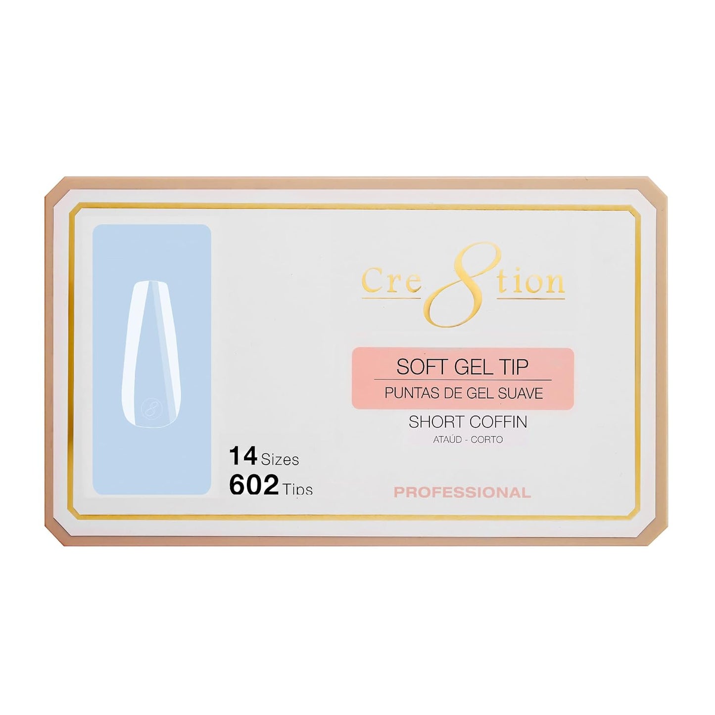 Soft Gel Nail Tips - Short Coffin Shape | 602 Tips in 14 Sizes (00-9) for Professional Nail Extensions
