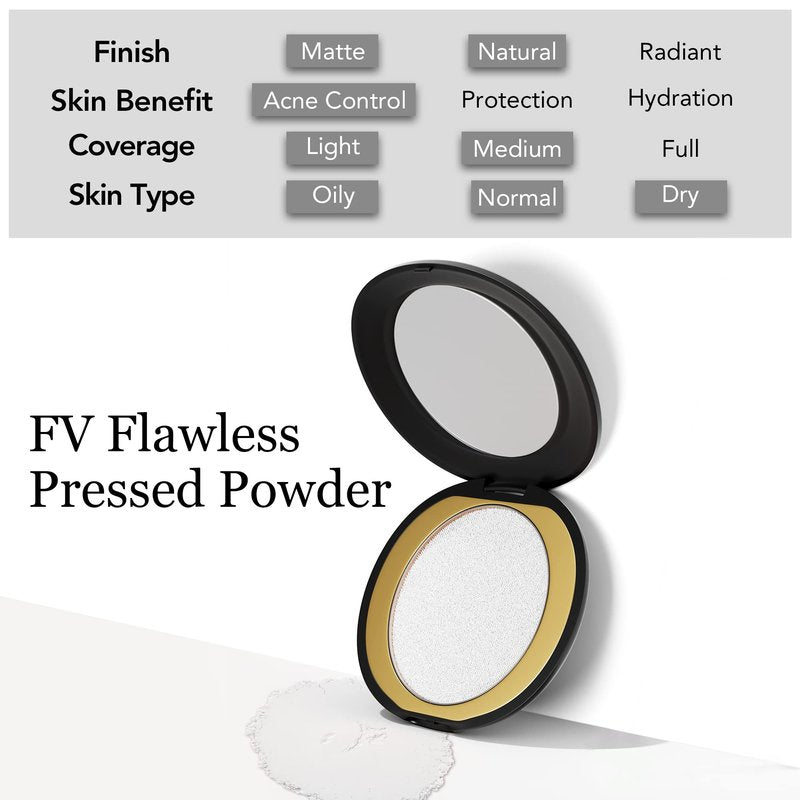 FV Translucent Pressed Powder, Oil-Control Talc-Free and Long-Lasting Matte Finish Face Powder, Medium Coverage for Light to Tan Skin, 0.28 Oz, Translucent