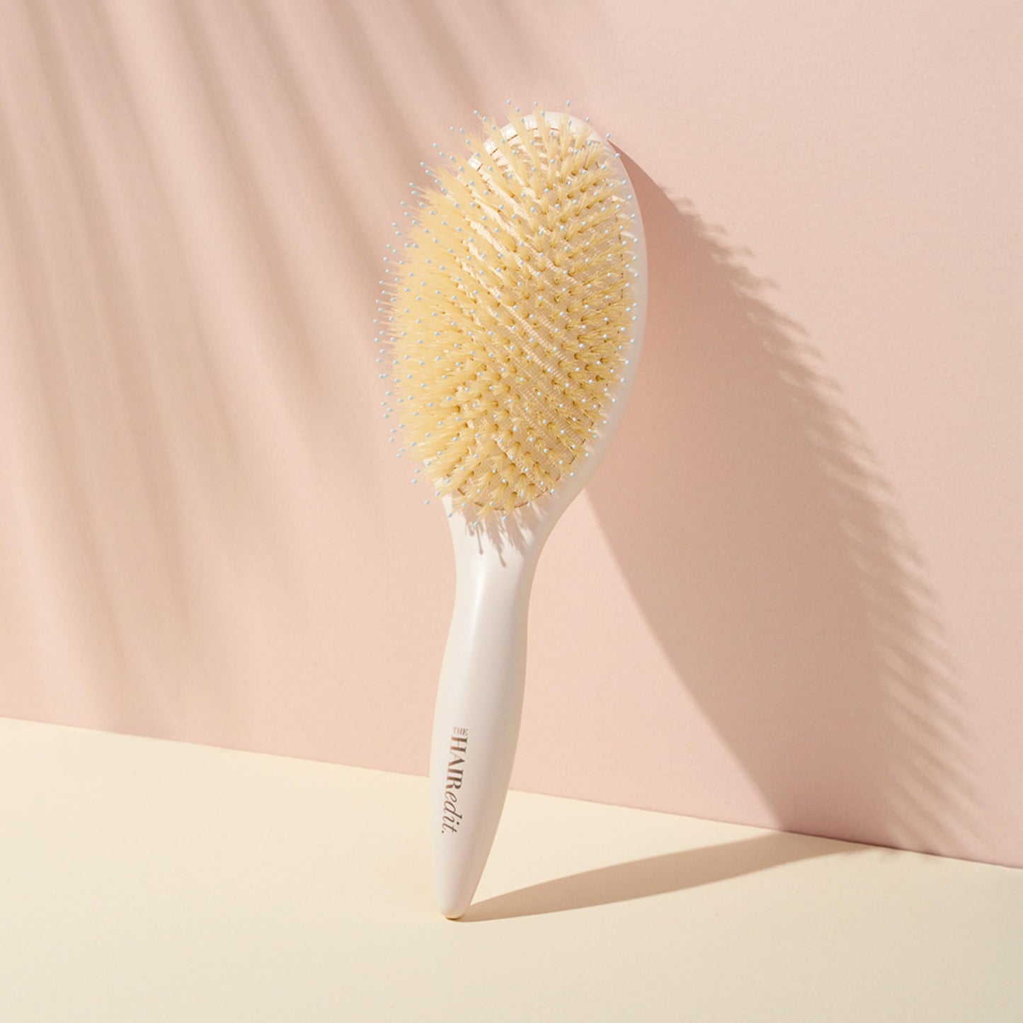 The Hair Edit Finish & Shine Boar Bristle Hair Brush, Detangling & Smoothing Hair Brush with Boar Bristles & Ball-Tipped Nylon Pins, Tames Flyaways, Adds Shine & Polishes Dry Hair, Lightweight, Cream