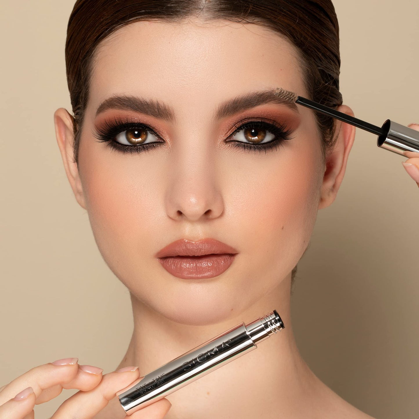 Sigma Beauty Tint + Tame Dark Brow Gel – Professional Grade Brow Tint & Shaping Gel for Filling, Grooming, & Shaping Brows - For Achieving Natural, Feathered Brows (Dark Brown Brow Gel for Dark Hair)
