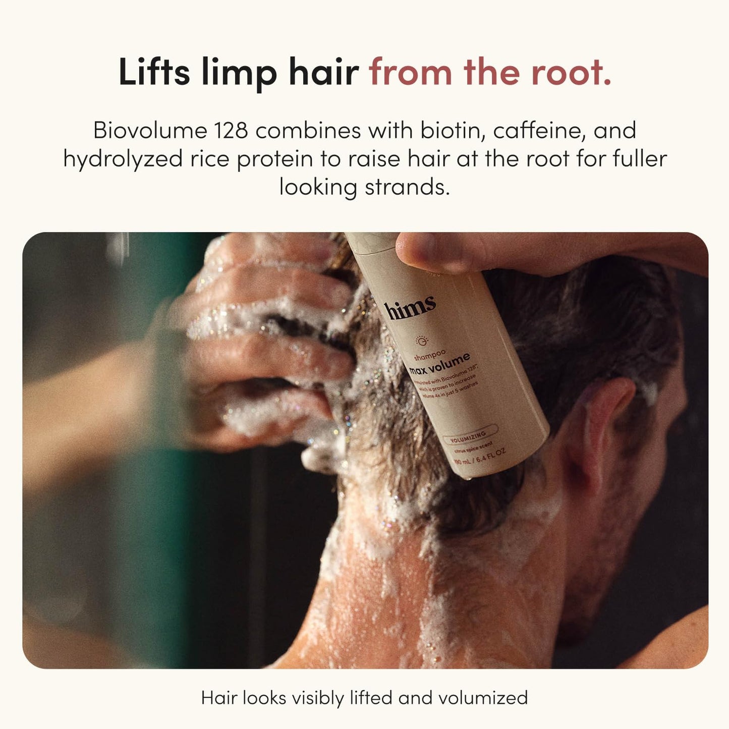 hims Max Volume Shampoo - Biovolume 128, Biotin, & Rice Protein - Root Lift & Thickening Shampoo - Paraben-Free, Sulfate-Free, Vegan - Citrus Spice Scent - 6.4 Fl Oz, 2 Pack