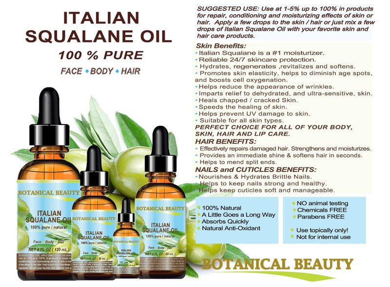 SQUALANE Oil - 100% Pure & Natural Moisturizer for Face, Body & Hair | 4 fl. oz (120 ml)