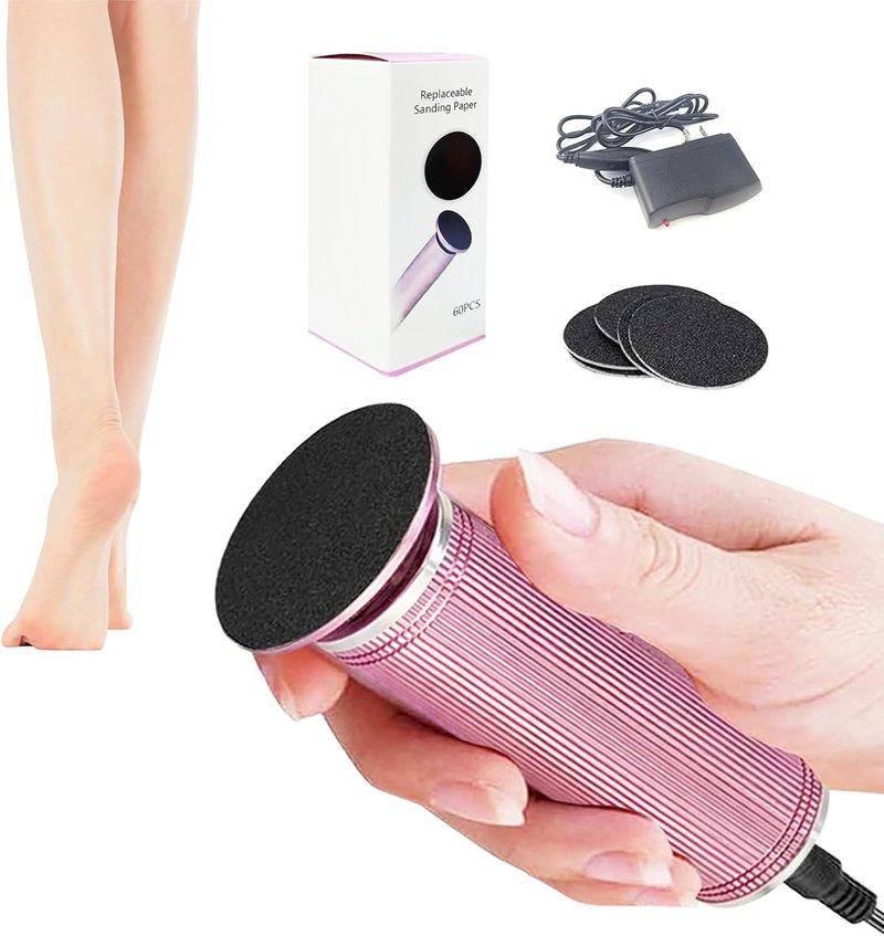 Electric Foot Callus Remover - 1200RPM Adjustable Speed | Aluminum File with 60 Sandpaper Discs - Pink
