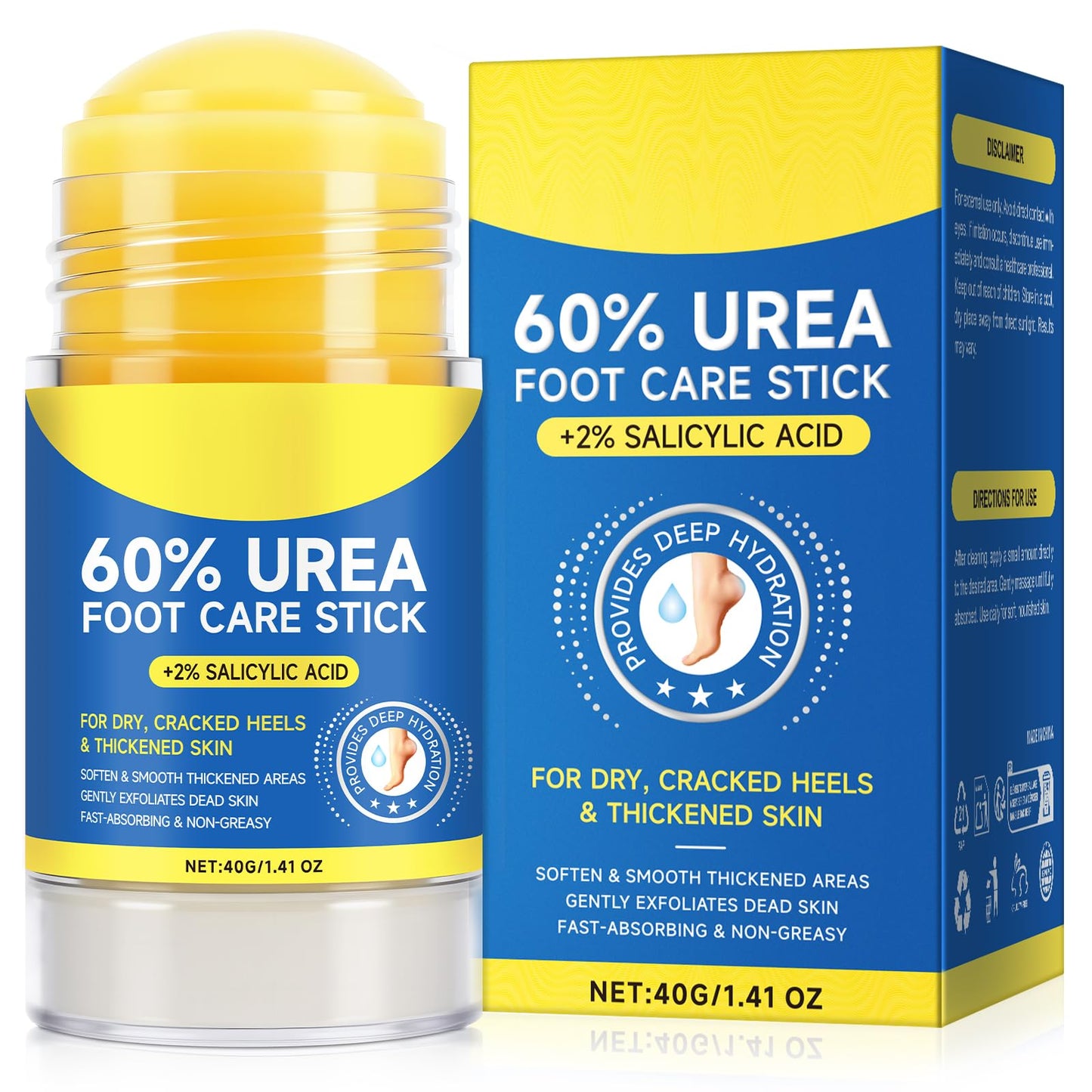 CFXYHNOX 60% Urea with 2% Salicylic Acid Foot Care Stick, Urea Foot Cream Moisturizer for Dry Cracked Feet, Knees, Elbows, Hands, Moisturizes and Hydrates the Dry Skin 1Pack