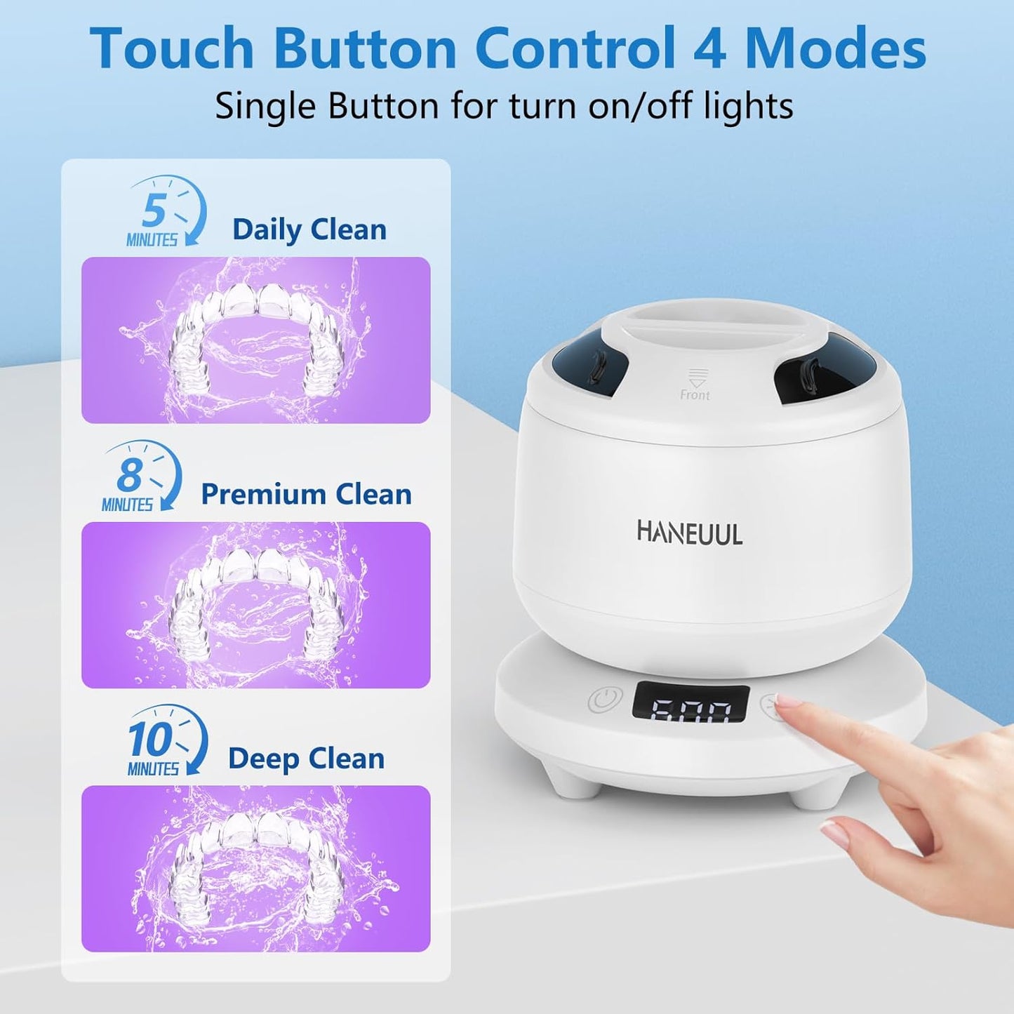 Ultrasonic Retainer Cleaner - 2025 Denture & Aligner Cleaning Machine | 4 Modes, Durable Design, White
