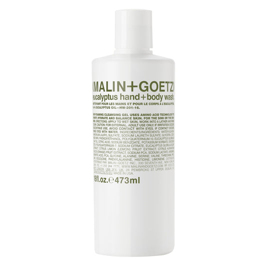 MALIN+GOETZ Hand + Body Wash | Gentle Foaming Cleanser with Botanical Extracts and Amino Acids | Hydrating, pH-Balanced, Unisex Scent | Vegan & Cruelty-Free (Eucalyptus, 16 Fl Oz)