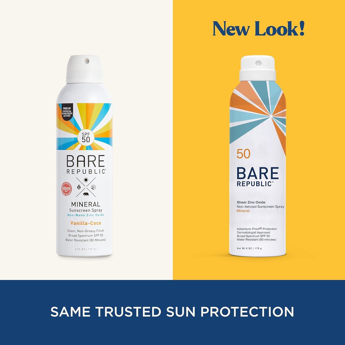 Bare Republic Mineral Sunscreen SPF 50 - Non-Greasy Spray with Vanilla Coco Scent | 6 Fl Oz