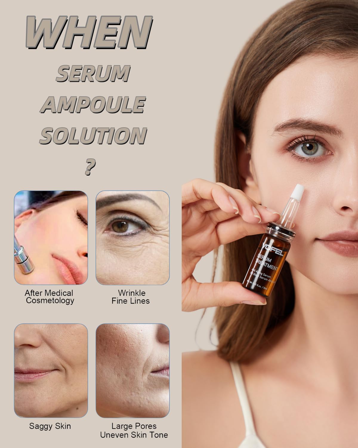 VOFEL Anti Aging Serum with Hyaluronic Acid for Microneedling Serum Ampoules for Face 0.35 oz 4 Vials