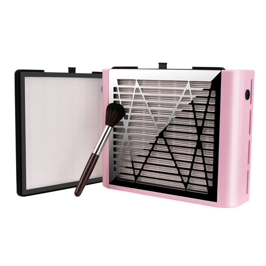 BRANTMAKER Nail Dust Collector, Dust Collector nail tech with Brush and Reusable Filter, 2 Modes Profesional Nail Vacuum, Fan Vent Nail Dust Extractor (Black& Pink)