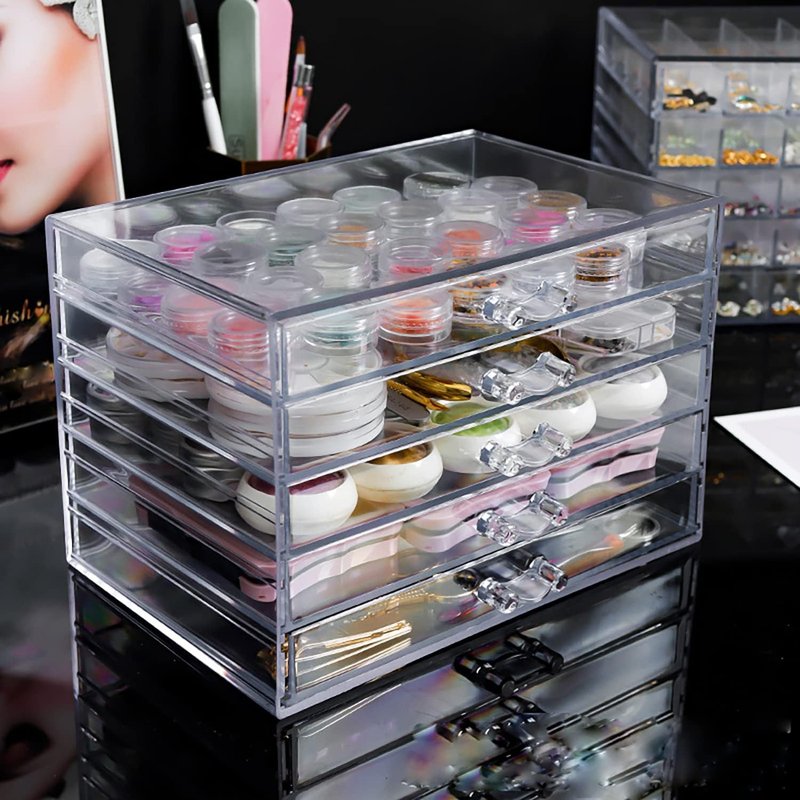 Acrylic 5-Tier Nail Art Storage Box - Transparent Organizer for Jewelry & Cosmetics | Display Stand
