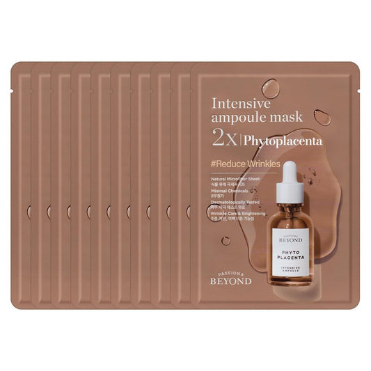 BEYOND Intensive Ampoule Mask 2X Phytoplacenta (25ml/0.85fl oz * 10 sheets) - Dermatologically Tested Hypoallergenic Sheet Masks for Improved Skin Elasticity