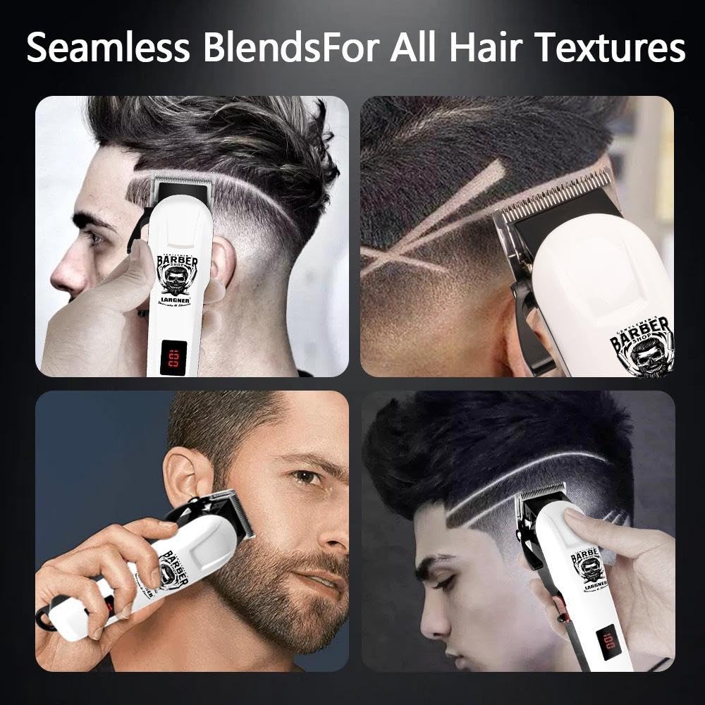 Largner Professional Barber Shaver Set, Hair Clippers for Men, Cordless Beard Trimmer & Electric Razor Shavers for Men, Rechargeable Set Barber Hair Cutting Kit Men's Grooming Kit