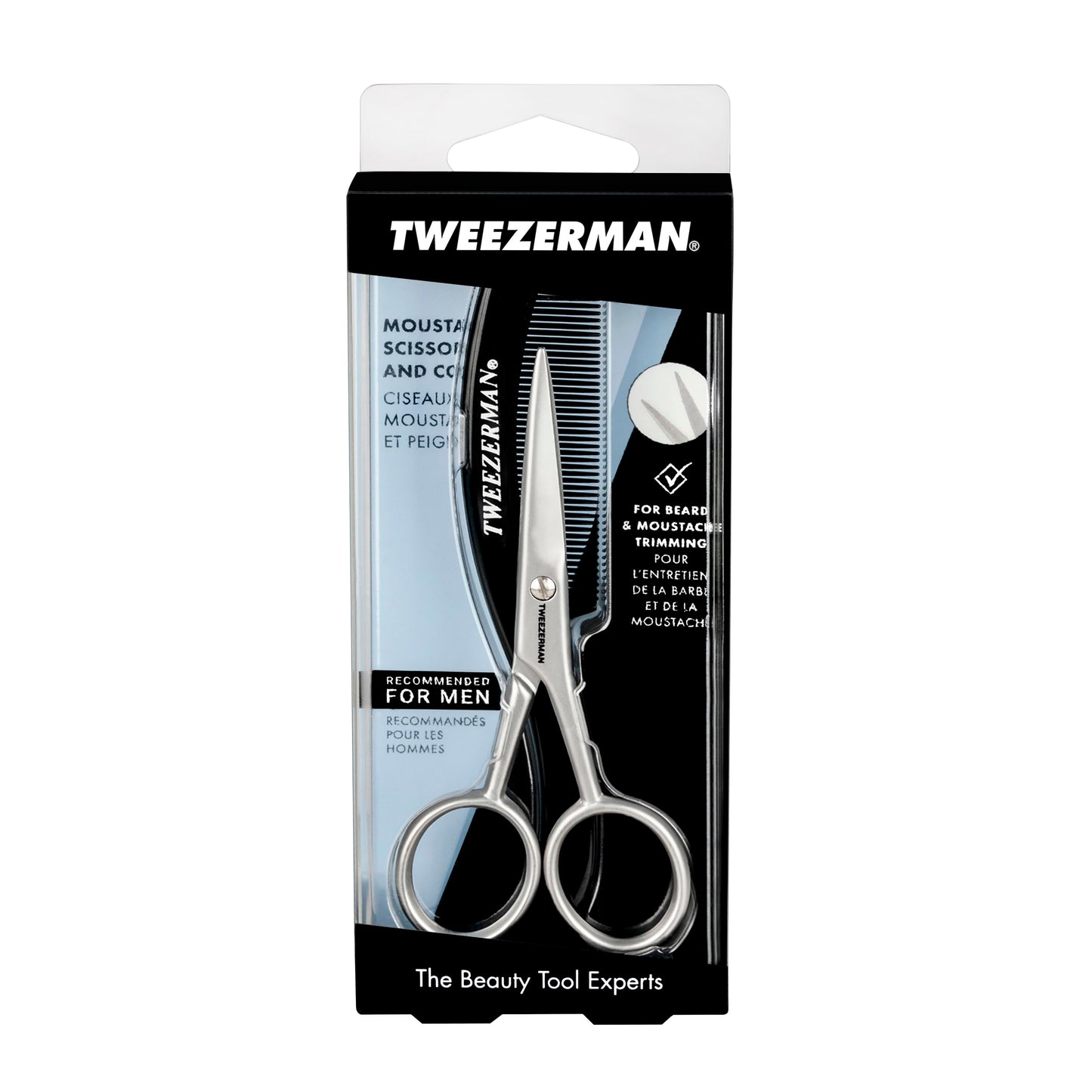 Tweezerman Moustache Scissors and Comb Black