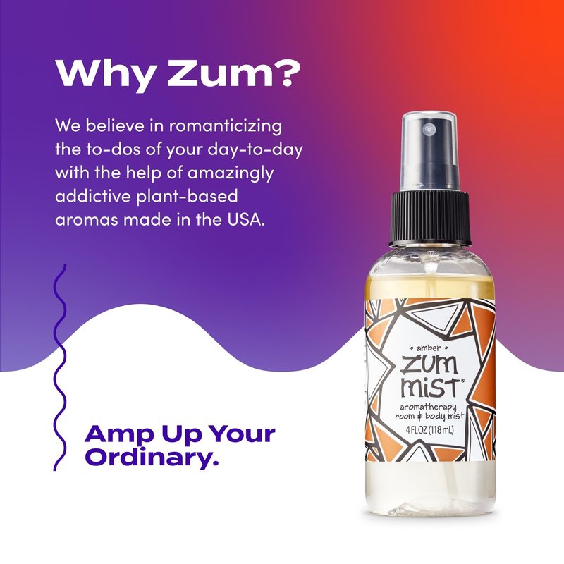 Zum Indigo Wild Mist Room & Body Spray - Aromatherapy Essential Oil Spray - Natural Body Mist & Room Spray - Amber Scent - 4 fl oz (2 Pack)