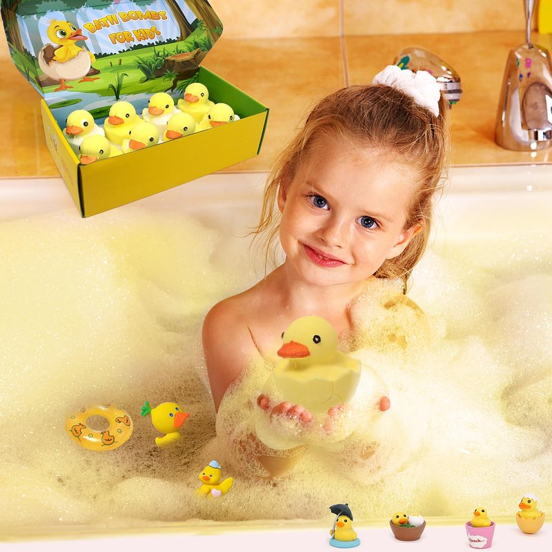 Bath Bombs for Kids with Surprise Inside,8 Pack Kids Bath Bombs Gift Set, Natural and Organic Bubble Bath Fizzy with Bath Toys, Birthday Gifts for Girls Boys