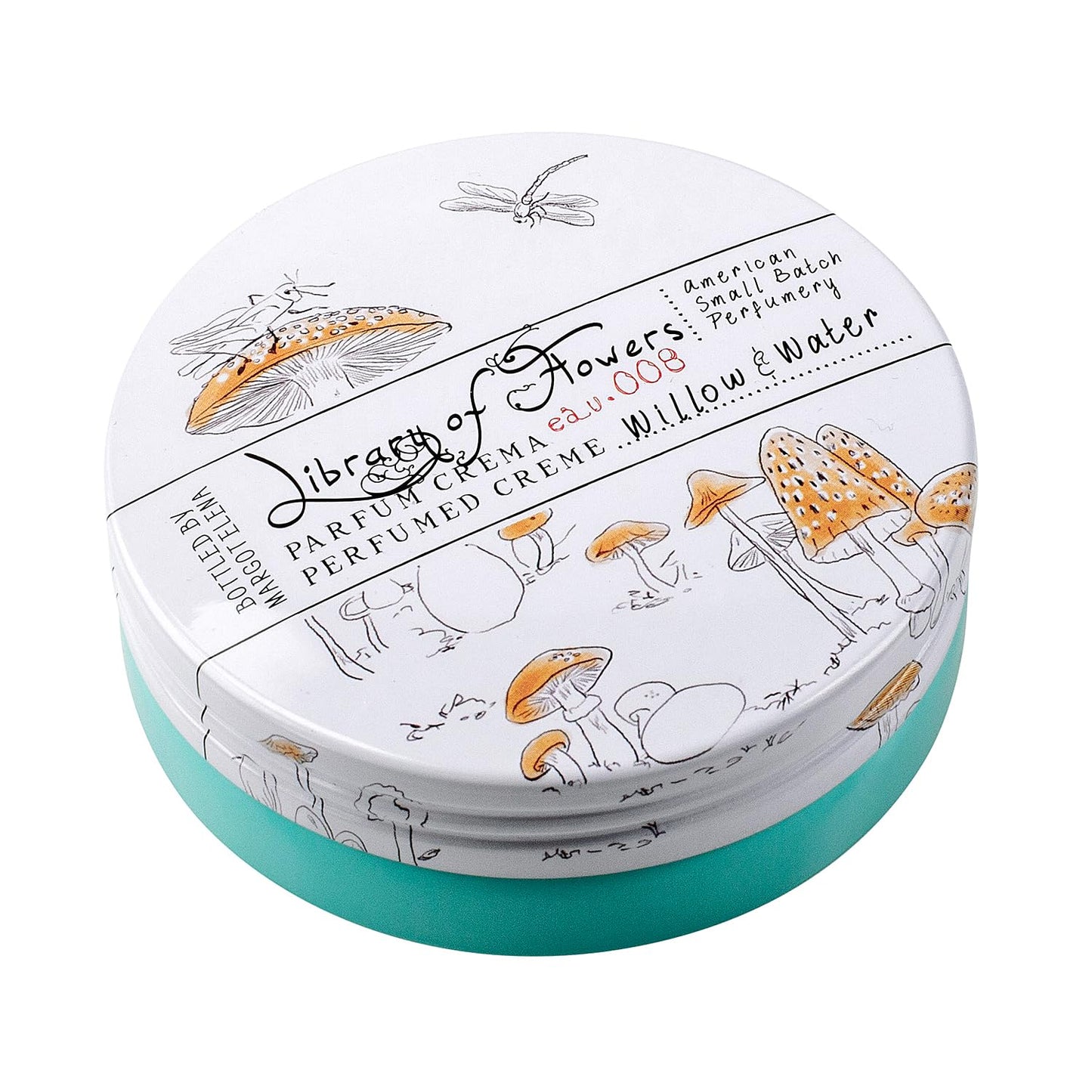 Library of Flowers Willow & Water Parfum Crema, 2.5 oz., Cut Greens, Flowering Lotus, & Watercress Scented Women's Solid Perfume, Long Lasting Fragranced Body Lotion