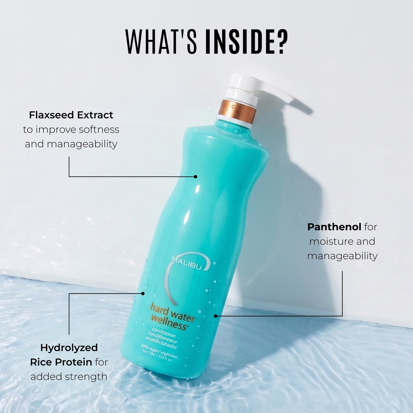 Malibu C Hard Water Wellness Hair Conditioner - Sulfate Free Conditioner that Increases Moisture & Shine - Protects Hair from Waterborne Elements (33.8 oz)