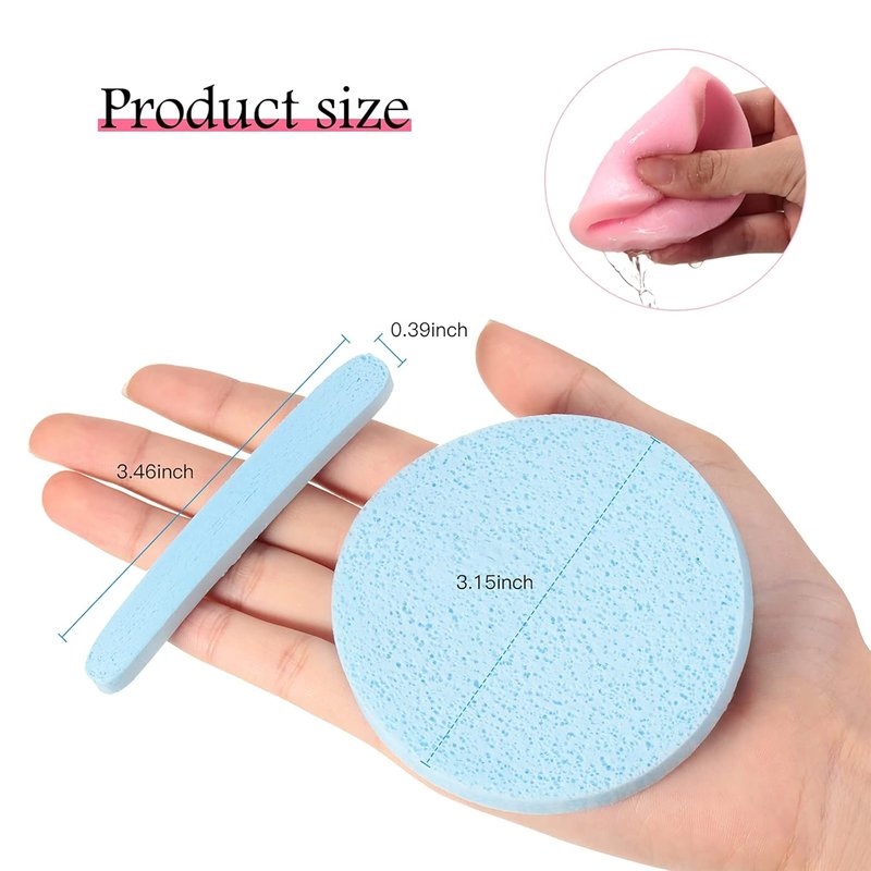 300 Pcs Compressed Facial Sponges - Soft Cleansing Pads for Makeup Removal | Ideal for Sensitive Skin - Pink, Purple, Blue, Yellow, Green