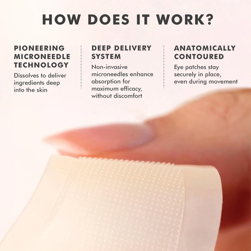 skyn ICELAND Dissolving Microneedle Under-Eye Patches — 39% Hyaluronic Acid & Peptides, No-Slip Overnight Eye Mask, Vegan, All Skin Types, 3 Pairs